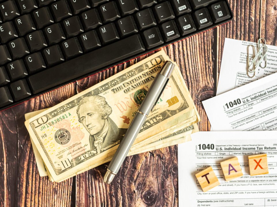 Money on table for paying taxes